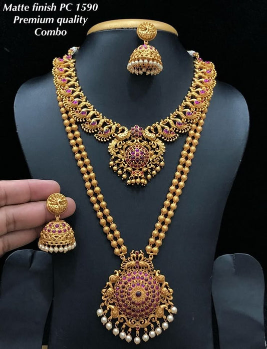 Premium Quality Gold Plated Kaveri Necklace Set
