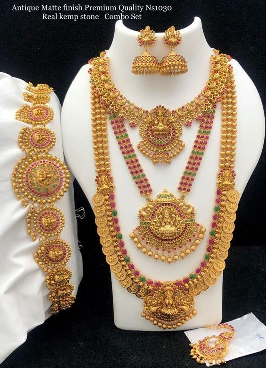 Real Kemp Stone Designer gold plated Necklace Set